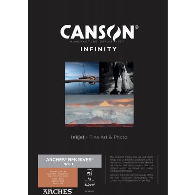 Papier CANSON INFINITY Arches® BFK Rives Blanc 310g A3 25 feuilles